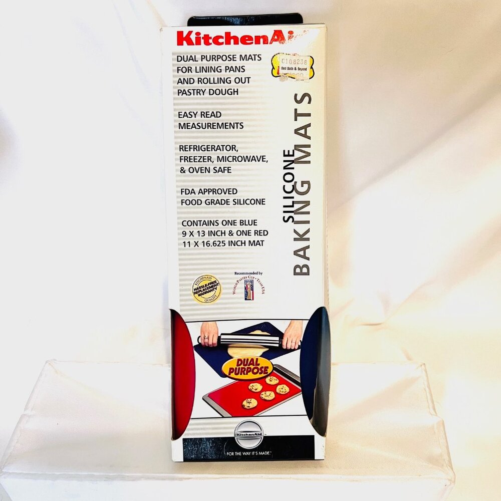 Kitchen Aid Silicone Baking Mats-NWT-1 Red, 1 Blue-Dual Purpose-Baking, Microwav